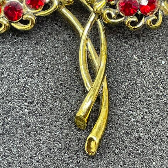 HOLLYCRAFT Signed Vintage Red Rhinestone Brooch MCM 1950’s Immaculate Condition - Picture 5 of 12